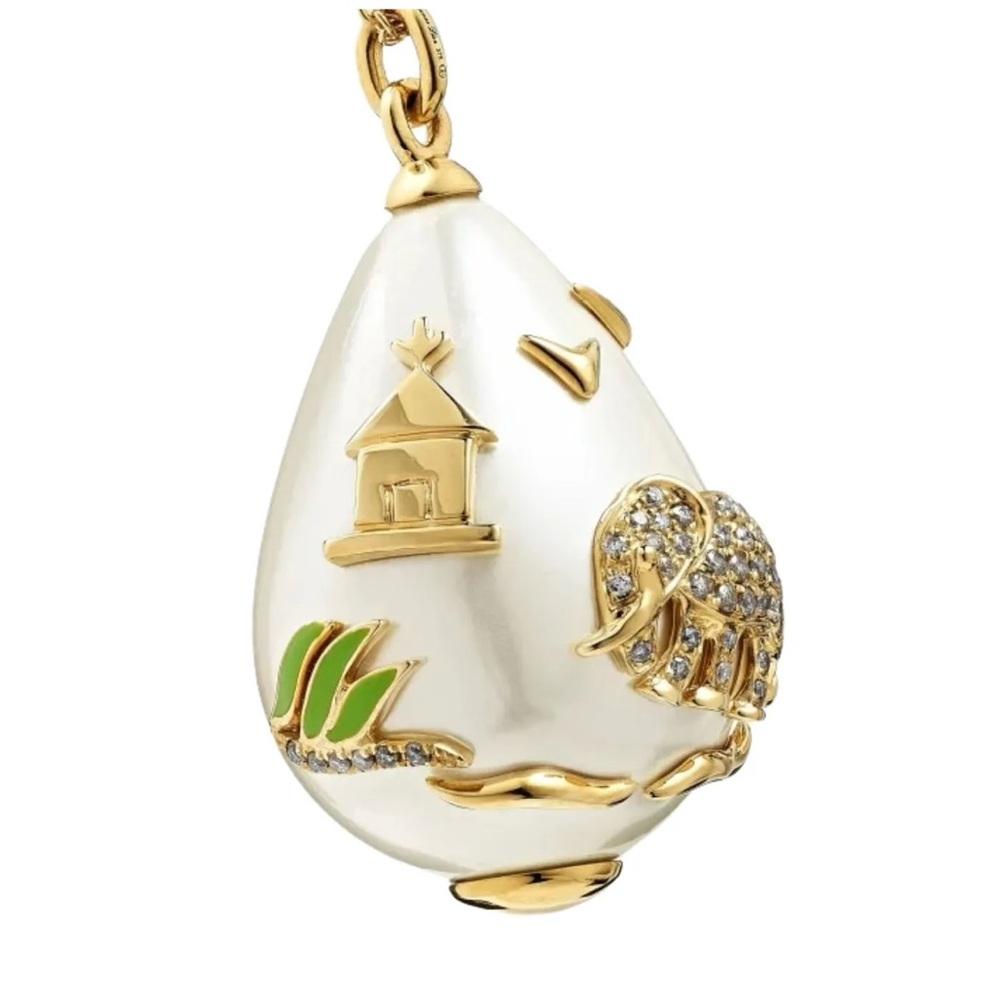 Yvonne Léon 9k Yellow Gold Perle "Safari" Or Jaune Pendant, Retail €1,950* VGC